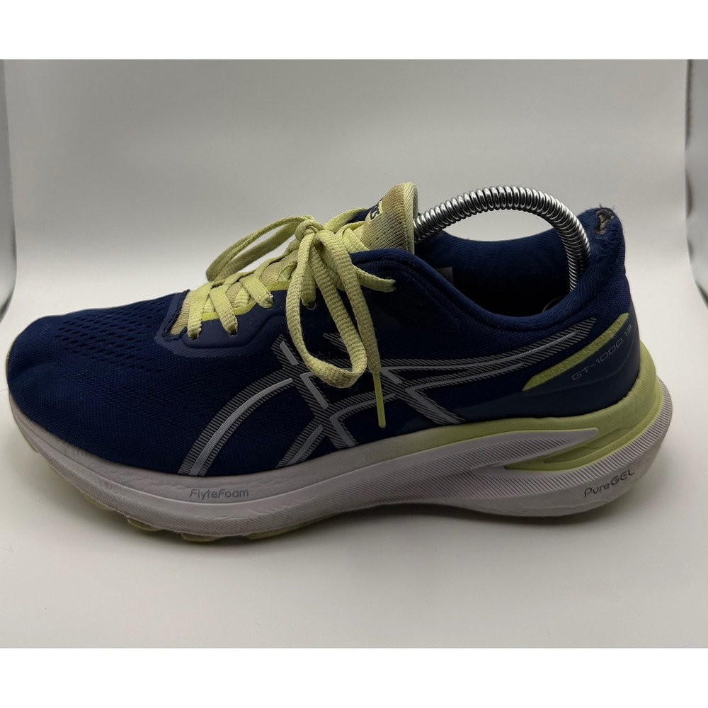ASICS GT-1000 13 Running Shoes Womens 8 Wide Navy Blue Lime 1012B662 Fair